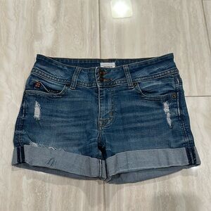 Hudson Jeans Dark Ripped Denim Shorts